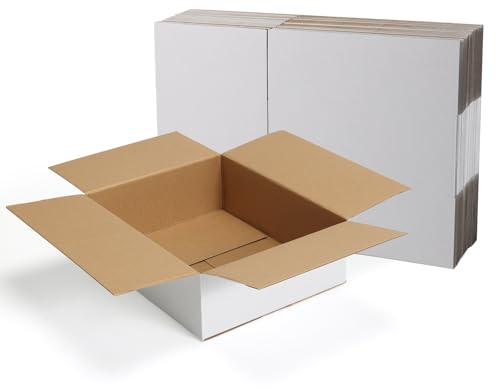 HORLIMER 15 stycken vit fraktkartong kartong, 30,5 x 25,4 x 10,2 cm förpackningslådor för varor, presentförpackning, vikbar kartong, postkartong