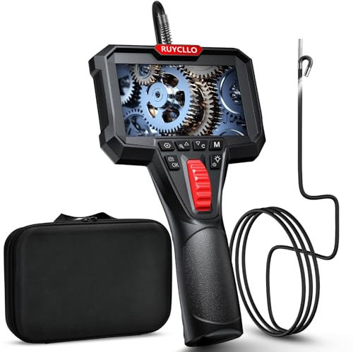 Ruycllo Endoscopio Industriale 1080P 4,3 Schermo, Luce LED – Telecamera Ispezione Tubi Ø6,2 mm Articolata 210°, Impermeabile IP67, Scheda SD 32 GB Inclusa – Telecamera Endoscopica Motori, Tubi