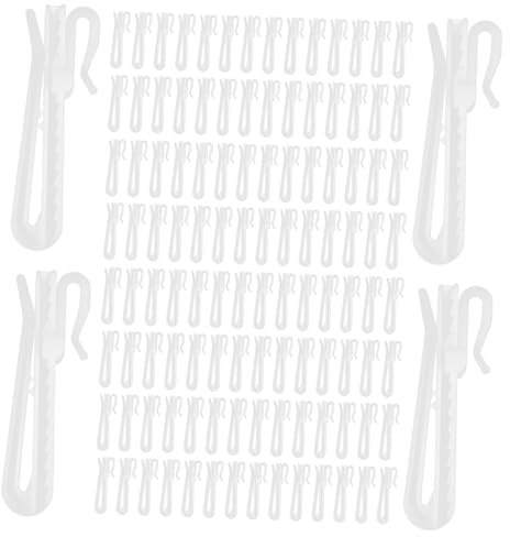 TOYZFRIENDY 100 Piezas Unidades Ganchos Ajustables de Plástico para Cortinas Ganchos Clip Elevables de Resistentes y Fáciles de Instalar para Tipo de Visillos y Cortinas Riel
