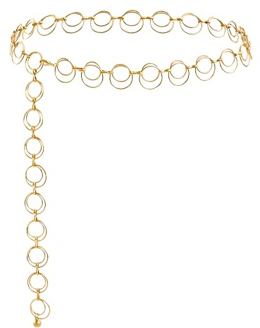 Cryluxial Ceinture Chaîne pour Femme, Chaîne de Taille Métal Réglable Style Tendance à Double Anneau O, Ceinture Dorée ou Argentée Ajustable pour Robe, Jean et Tenue Chic, Accessoire de Mode Élégant