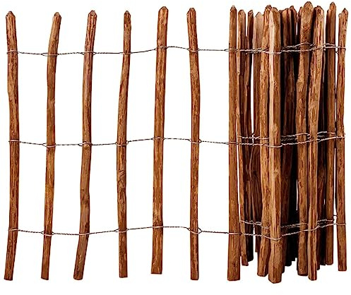 Nqyjm Dekorativa staketpaneler, staketstaket, hasselnötsträ 90 x 500 cm, djurgrind för utomhusbruk, gård, terrass, trädgård
