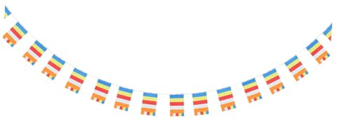 NOLITOY Bandiera Buddista a Cinque Colori in Poliestere Striscione di Preghiera Tibetano Appeso per Tempio e Decorazione Esterna Decorazione Religiosa Resistente per Uso Interno ed