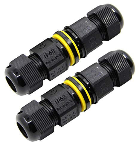 IME Junction Box Waterproof IP68 Outdoor Electrical Power Cable Connector Boxes 2 Way M20 Plug Wire Range 5 to 12mm Garden External Cord Electric Sleeve Coupler 2 pcs