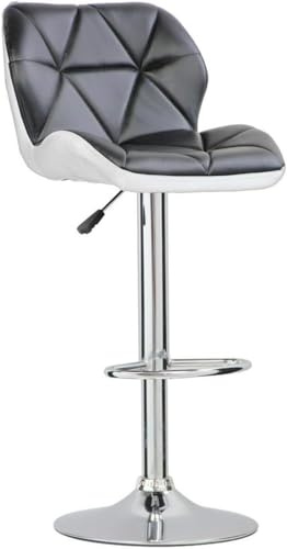 WedDecor Bar Stools with Footrest, Backrest & Base, Faux Leather, 360° Rotatable Swivel Chairs, Adjustable Height, Dining Home and Kitchen Island Counter, Breakfast Bar Stool, Black & White, Set of 1 | Backrest & Base, 360° Rotatable Swivel Chairs, Adjustable Height, Dining Home and Kitchen Island Counter, Breakfast Bar Stool