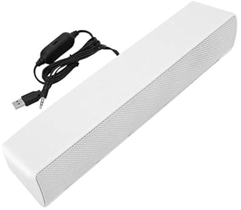 Yosoo Health Gear Soundbar Stereo Portatile per Tv, Pc, Laptop, Desktop, Cellulari e Tablet - Altoparlante per Computer Cablato Usb Con Aux Da 3,5mm, Bianca