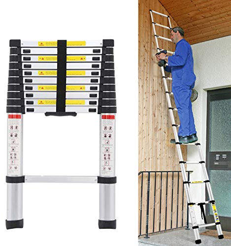 Foldable Ladders 10.5FT Telescopic Ladder 3.2M Stable Non-Slip Aluminum Ladder Household Portable Step Ladder Straight Ladder for Indoor Housework and Outdoor Activities