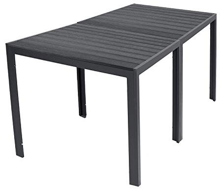 Mojawo XL Aluminium Gartentische anthrazit/schwarz Esstisch Gartenmöbel Tisch Non Wood Holzimitat wetterfest (2x90 x 90 m) 180x90x74cm