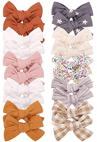 20PCS 3.6 Zoll Baby Mädchen Leinen Haar Bögen Clips 10 Farben Voll gefütterte Haar Barretten Zubehör für Babys Kleinkind Kleinkinder Kinder in Paaren