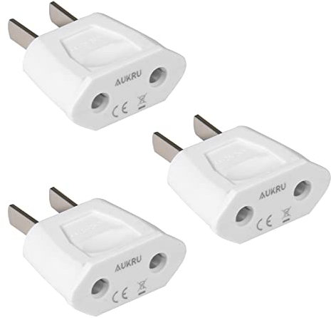 Aukru 3X Adaptateur EU EU Europe Espagne vers Etats-Unis/Américain/US/Chine/Japon/Canada/Mexique Blanc