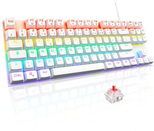 The G-Lab Keyz Mercury TKL Tastiera Meccanica Gamer 87 Tasti cablati USB AZERTY Francese, Retroilluminazione LED Multicolore - Gaming Compatto senza tastierino Digitale PC/PS4/PS5/Xbox Nuovo 2022,