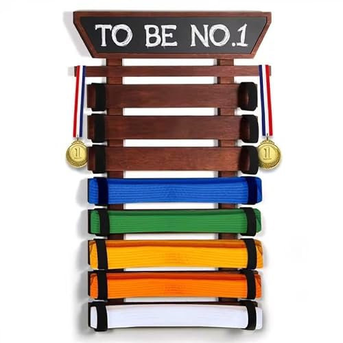 TIPSYTREE Karate-Gürtel-Display-Rack, 8 Taekwondo-Gürtel-Ausstellungsständer mit DIY-Board, Personalisierung, Taekwondo-Gürtel-Display für Kinder, BJJ-Gürtel-Display, Taekwondo-Geschenk für Kinder