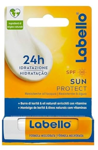 Labello Sun Protect Lippenbalsam SPF30 5.5 ml Lippenbalsam mit UVA/UVB-Filtern, Bienenwachs und natürlichen Ölen, Lippenbalsam feuchtigkeitsspendende Sonnencreme für 24 Stunden