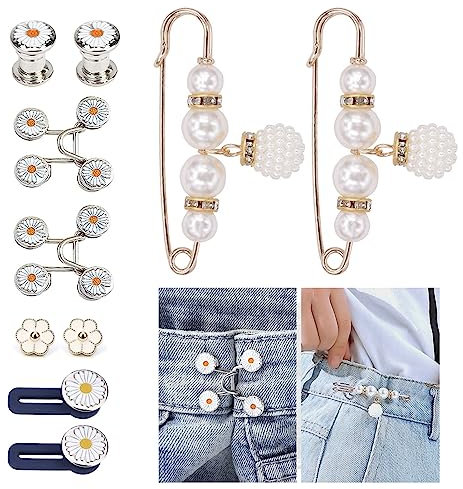 10 Stück Knöpfe Hosen Enger Machen, Hosenknöpfe Zum Stecken Verstellbar Taillenschnallen Abnehmbar Hosen Taillenstraffer Jeans Knöpfe Ohne Nähen für Kleider Hosen Jeans Ärmel