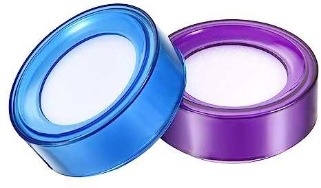 YOKIVE 2 Pcs Finger Wet Sponge, Round Desktop Fingertip Wet Tools | Easy to Use Great for Counting Office Paper Document Bills (Blue and Purple, 2.7-Inch)