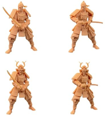 ZEDACAKAI Lot de 4 figurines 1/64 en résine - Samouraï du Japon - Modèle miniature - Kit GK à colorier vous-même