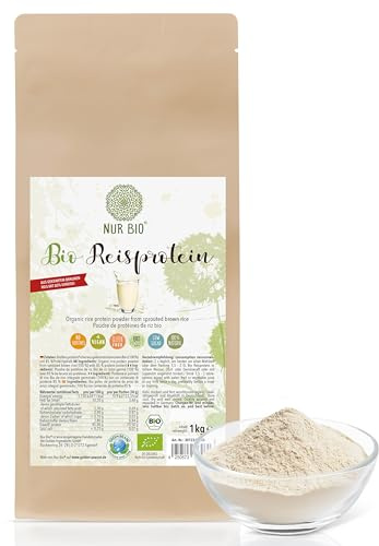 NUR BIO Reisprotein 1 kg 85% Eiweiß pflanzliches Protein pur aus braunem gekeimten Reis vegan