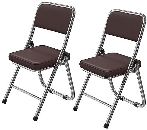 Lvhecforhm 2er Set Klappstuhl mit Rückenlehne, Esszimmerstühle, Küchenstuhl mit Stahlrahmen, Esszimmerstuhl Konferenzstuhl Klappbar, Klappstühle Braun Leder, Loungesessel, Modern Freien Klappstühle