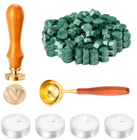 Wax Seal Stamp Kit - 200pcs Sealing Beads, Heart Stamp, Wax Seal Set for Stamps