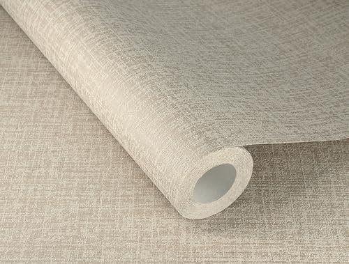 Rasch Papier peint 653724 - Papier peint intissé clair avec structure textile et aspect lin - Greige de la collection Welcome Home