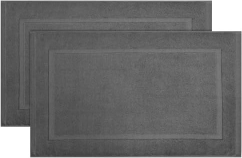 Lumaycens 2er Pack grau Badvorleger Badematte, 50 x 80 cm, Badezimmerteppich, rutschfest, waschbar, Badezimmerteppich aus 100% Baumwolle, hochwertiger Stoff, wiederverwendbar