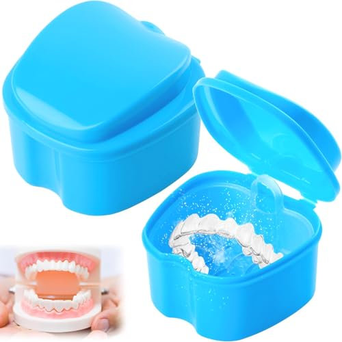 2 Stk Zahnprothesen Box,Gebissdose Zahnprothesendose,Prothese Box,Zahnprothese Box,Zahnprothesen Behälter,Tragbar Zahnspangendose Aufbewahrungsbox Behälter Für Falsche Zähne Gebissreiniger Dose
