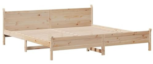 vidaXL Massivholzbett, Holzbett ohne Matratze, Bettgestell mit Kopfteil Lattenrost, Bett Doppelbett für Schlafzimmer, 180x200cm Kiefernholz