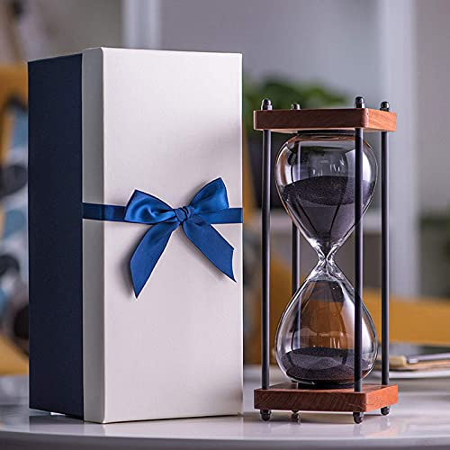 PUJIANA Sablier, Assistant de Gestion du Temps, Horloge en Verre de 30 Minutes, Horloge de Sable, Artisanat, décoration en Verre(Black)