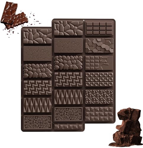 Loovisse 2 Pezzi Stampo Cioccolato Tavoletta,Stampo per Cioccolato in Silicone da 12 Cavità,Stampi Cioccolato,Antiaderente Stampo Cioccolato Tavoletta per Praline Realizzare