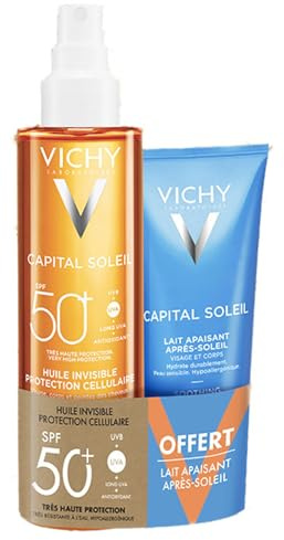 Vichy Capital Soleil Huile Invisible Protection Cellulaire SPF50+ 200 ml + Lait Apaisant Après-Soleil 100 ml Offert