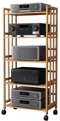 Genérico Mueble Multimedia Independiente de 5 Niveles para Oficina en casa y Sala de Estar, Moderno Mueble para Audio y Video, Estante Abierto para Accesorios de TV, CD y Tocadiscos (Ancho: 60 cm)