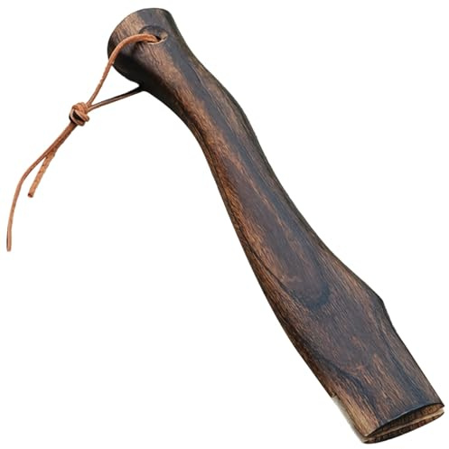 Handle Replacement, 13 In / 330 Mm Qinggang Wood Short Hatchet Handle With Ergonomic And Leather Lanyard, Wood Wedge Included
