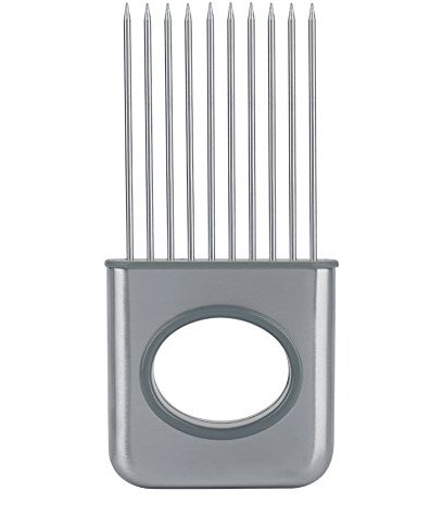 Porta cipolla affettatrice di verdure in acciaio inox sbucciatore cipolla con comoda maniglia per chef lavoratori casalinga