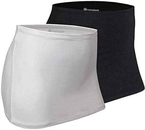 mama band - Calentador de riñón doble para mantener el área de los riñones y la cadera caliente | Extensión de camiseta., blanco, negro, XS-S