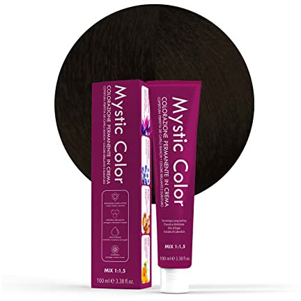 Mystic Color, Coloration Cheveux, Formule Enrichie en Huile d'Argan et Calendula, Crème Colorante Permanente Longue Durée, Noir Intense 1.0, 100 ml