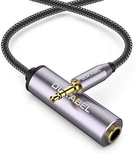 DuKabel 3.5mm auf 6,35mm Kopfhörer Adapter 3,5mm Klinkenstecker auf 6,35mm Klinken Buchse Verlängerungskabel Audio Adapter Konverter für Receiver, Heimkino und Kopfhörer - Top Series (120cm)