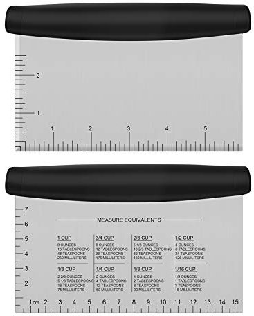 Metal Griddle Scraper Chopper Pastry Dough Cutter Stainless Steel Dough Bench Scraper Cutter with Measuring Marks Multi-Purpose Kitchen Tool for Baking Cooking (1 Pack)