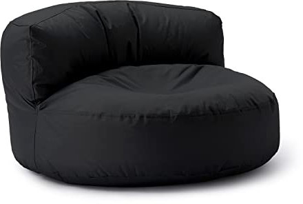 Lumaland Sitzsack Lounge | Sofa-Sitzsack 90 x 50 cm mit Rückenlehne | Indoor & Outdoor Beanbag | Wasserabweisend & Robust | Mit anpassungsfähiger EPS-Füllung | Waschbarer Bezug [Schwarz]