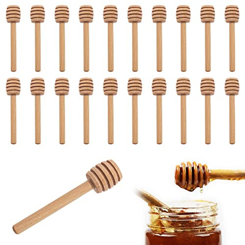 KYYLZ 20 Pezzi Cucchiaini Bastoncini Miele Legno Piccoli Mini,Spargimiele Legno Piccoli,Spargimiele Mini 8.2 cm Bastoncino Miele piccoloper Vaso di Miele Jar Ringraziamento Matrimonio Battesimo