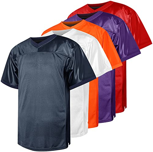 Blank Football Jersey,90s Hip Hop Sports Mesh Practice Plain Football Shirt(Navy, Large)