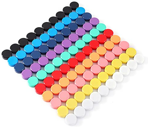 PYJLBX Magnete 80 Stück 10 Farben, stark, mini, bunt, rund - für Magnettafel und Pinnwand
