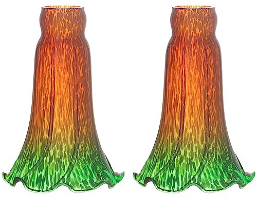 ANYONGLU Lily Lampshade Only 2 Pack Brown Blue Tulip Flower Glass Lamp Shade Replacement Tiffany Style Lily Table Floor Lampshade Replacement