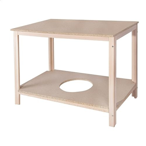 Well Home MOBILIARIO & DECORACIÓN Mesa Camilla Fabricada en Estructura de Madera, Acabado SIN Barniz, 102x65x65 cm