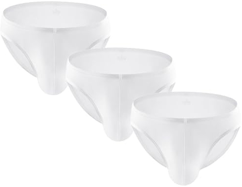 Summer Code Slips Calzoncillos para Hombre Seda de Hielo Bikini Slip Ropa Interior Masculina Cómoda y Ultra Suave, Pack de 3 Blanco, XL