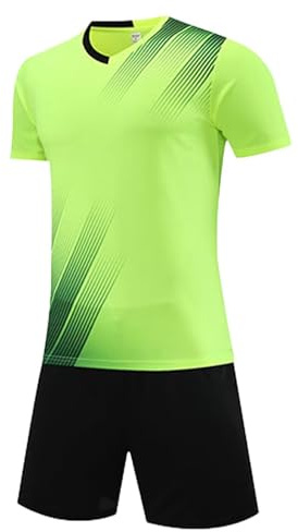 Barn pojkar fotbollskit barn fotboll Jersery set gym shorts och t-shirt set sportkläder för barn ålder 5-13 år, grön 02, 11-12 Years