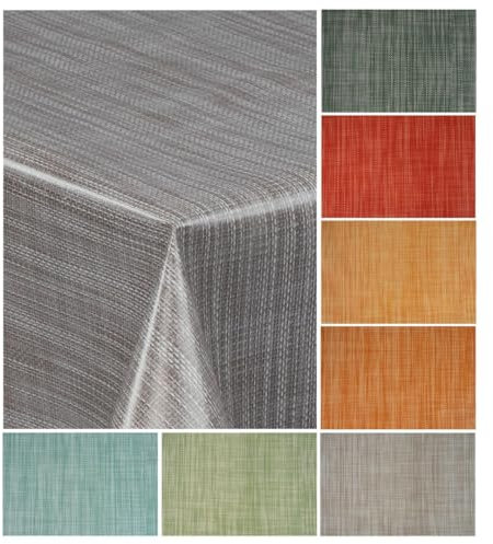 laro Wachstuch-Tischdecke Wachstischdecke Gartentischdecke Leinenoptik, Muster:Leinenoptik Grau Meliert, Größe:85x85