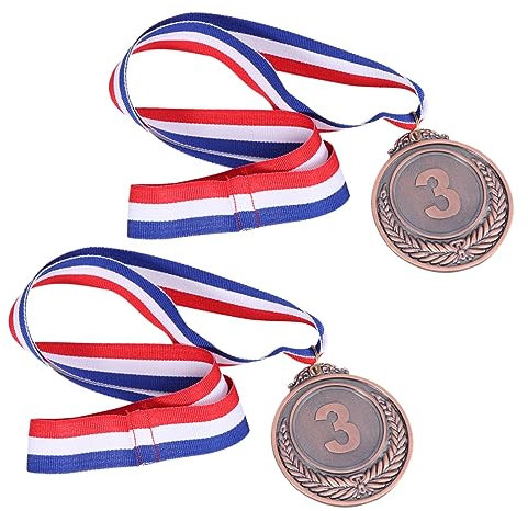 Hemobllo 2pezzi Medaglie Premio in Metallo Forma Medaglie per Vincitori Competizioni per Giochi e Feste Bronzo Terzo Posto