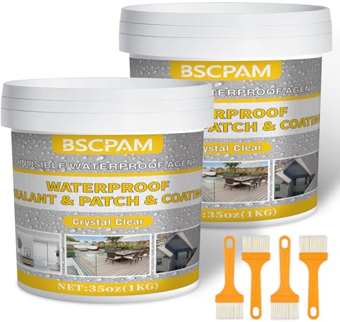 Impermeabilizante Transparente,2KG Revestimiento Impermeable Invisible,Pintura Impermeabilizante para Exteriores y Interiores,Sellador Impermeable para Terrazas,Pared,Baño