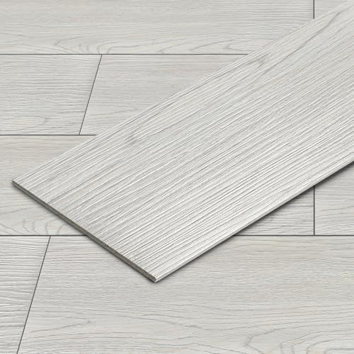 Eikuavons PVC-golvbeläggning självhäftande, vinylplattor, vinylgolv, 91,44 cm x 15,24 cm – tjocklek 2 mm, vinyllaminat halkfria dekorativa golvbrädor för sovrum, vardagsrum, 72 kakel/10 ㎡, rökgrå