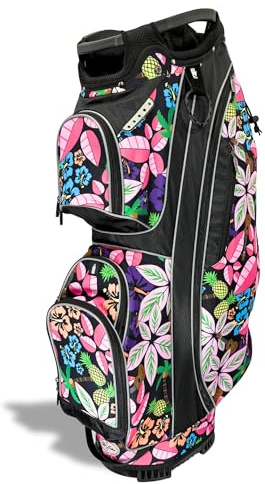 Luxury Women’s Golf Cart Bag – The Signature Series – 14-Way Organizer Top with Integrated Putter Well & Velour-Lined Valuables Pocket (Tropical Paradise)