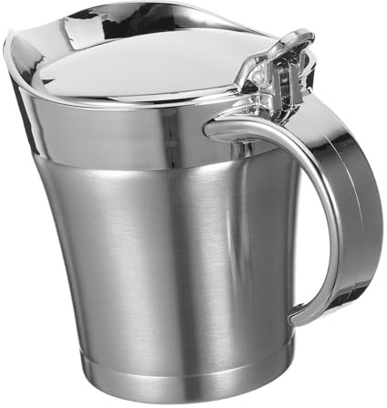 POPETPOP Saucière Inox Double Paroi Pichet Isolant pour Sauces Chaudes Service Professionnel et Familial Maintien Thermique pour Sauce Gravy et Steak